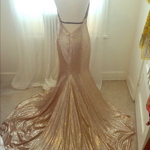 Champagne Gold Sequin Mermaid Evening Dress